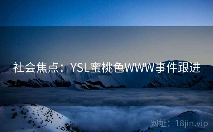 社会焦点：YSL蜜桃色WWW事件跟进